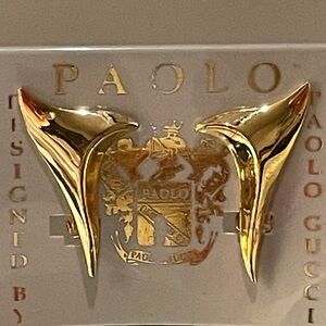 GUCCI Ear Climbers Clip On 18K GP Signed Vintage